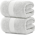 White Classic Luxury Soft Bath Sheet Towels - 650 GSM Cotton Luxury Bath Towels Extra Large 35x70 | Highly Absorbent and Quick Dry | Hotel Collection Extra Large Bath Towels Oversized, Silver, 2 Pack