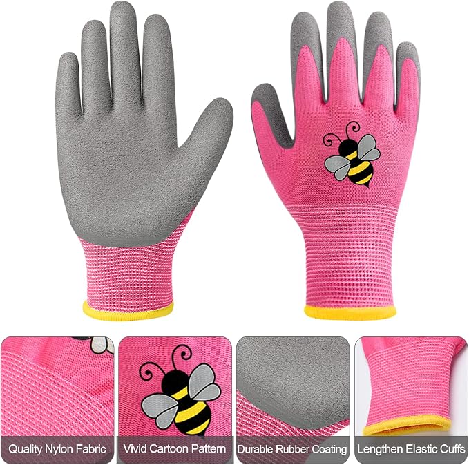 18 Pairs Kids Gardening Gloves Foam Rubber (Medium (Age 6-8)) | Children Garden Work Gloves Waterproof Rubber Coated Yard Work Gloves for Kids Toddlers Youth Boys Girls