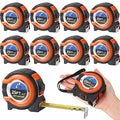 Youyole 10 Pack Tape Measure with Fractions 1/8 Steel Measuring Tape Retractable Easy Read Measurement Ruler Steel Power Blade (25 ft X 1 in,Orange)