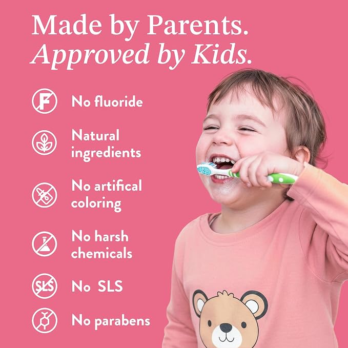 Mouthology Hydroxyapatite Kids Toothpaste Fluoride Free with Xylitol, Non Toxic Fluoride Free Toothpaste for Kids, All Ages (1-3), (3-6) & (6-12) Watermelon, 4oz