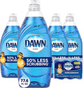 Dawn Ultra Dishwashing Liquid Dish Soap (4x19.4 Fl oz) + Non-Scratch Sponge (2 Count), Original Scent