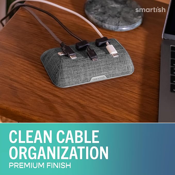 Smartish® Magnetic Cord Holder - Bigger Cable Wrangler Organizer with Magnet Clips for Charger Management on Desktop, Nightstand - Holds 6+ Cables - No. 2 Pencil Gray