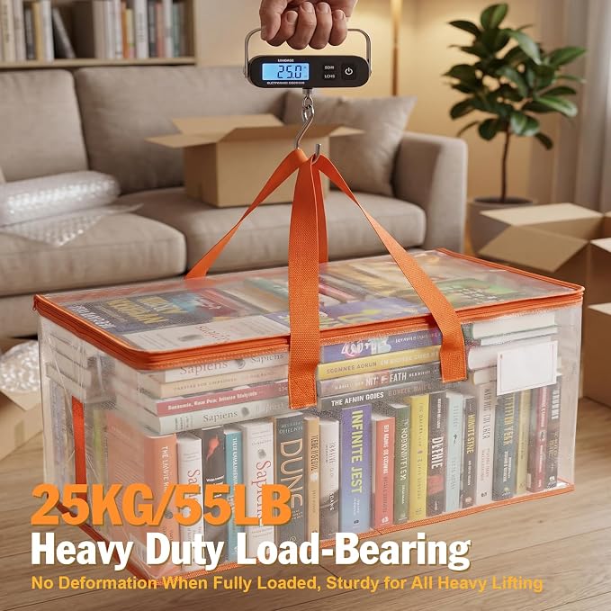 KYODOLED 6-Pack Clear Moving Bags Heavy Duty Extra Large, Storage Totes with Reinforced Handles & Label Pocket, Transparent Packing Containers for College Dorm, Clothes, Bedding, Home Organization
