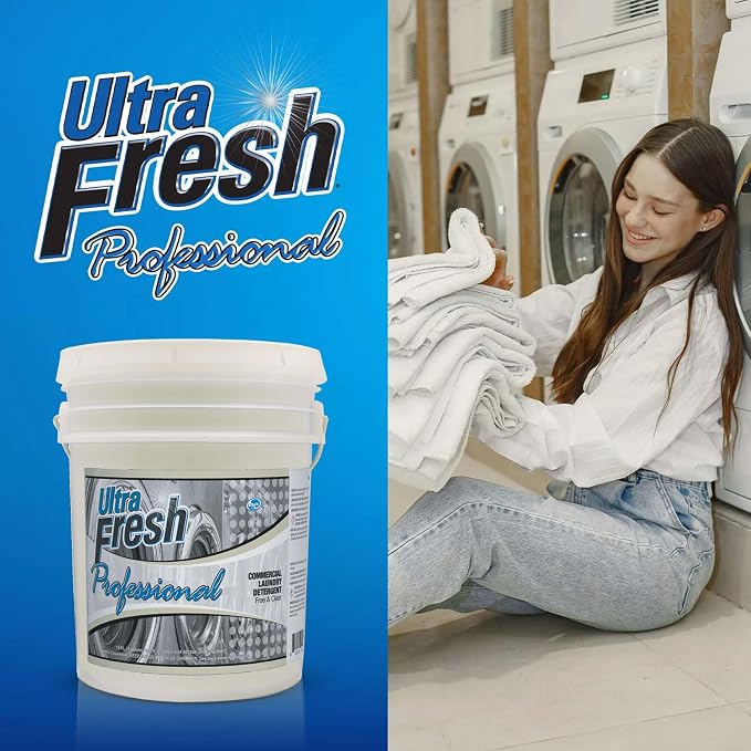 Ultra Fresh® Professional™ Commercial Laundry Detergent, Free & Clear, 5 Gal – Liquid with Easy Dispensing Pump for All Machine Types, up to 640 Loads