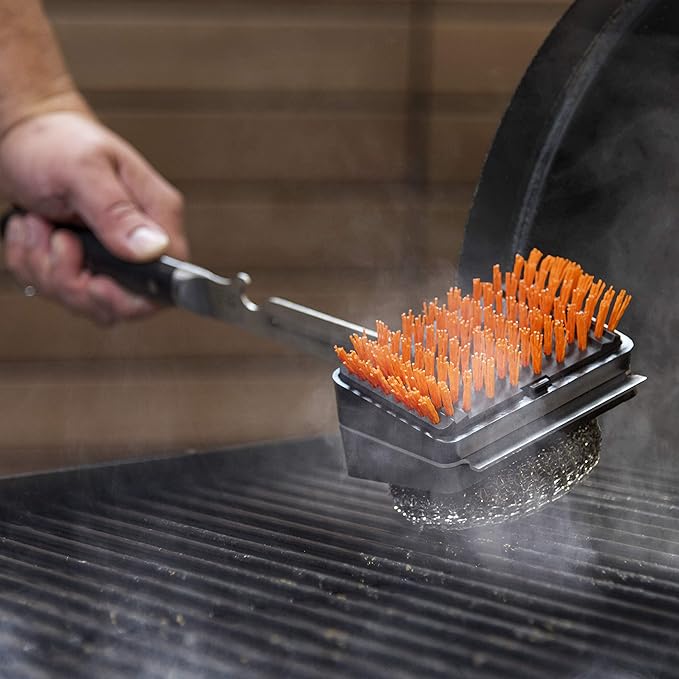 Oklahoma Joe's® Blacksmith Combo Grill Brush with Replaceable Nylon and Steel Wool Heads - 1517365R06 (Pack of 6)