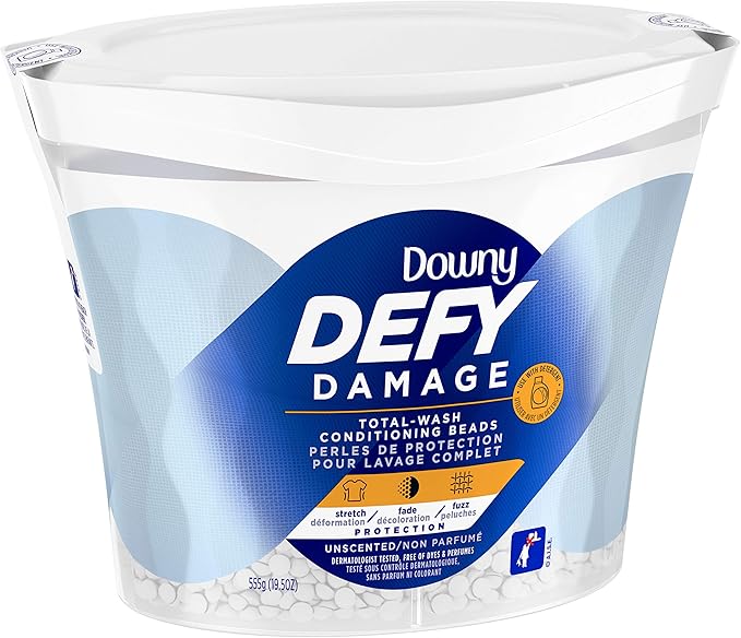 Downy Fabric Softener Beads, Defy Damage, Unscented, 19.5 Ounce