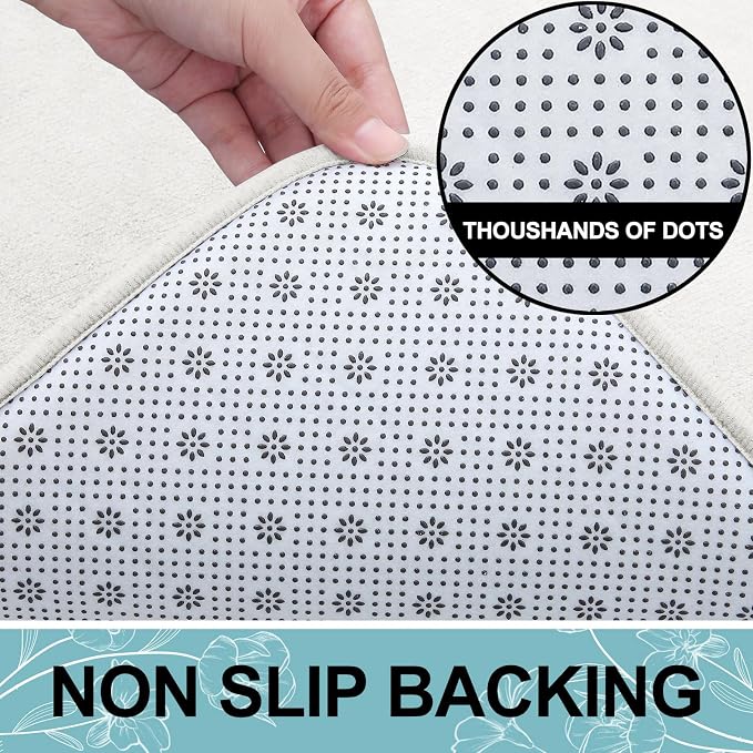 Smiry Memory Foam Bath Mat 24x16, Extra Soft and Absorbent Bathroom Mats, Non Slip Washable Carpet for Floor, Shower and Tub, Ivory White