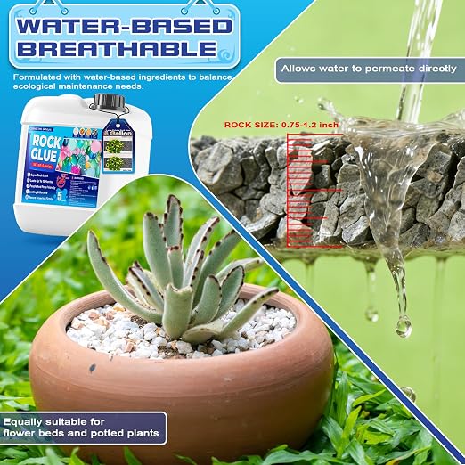 Rock Glue for Landscaping - 5 Gallon Large Volume Pea Gravel Glue, Non-Toxic Mulch Glue, Pet-Friendly Rock Adhesive for Rocks, Gravel&Mulch, Paths, Patios&Garden Borders