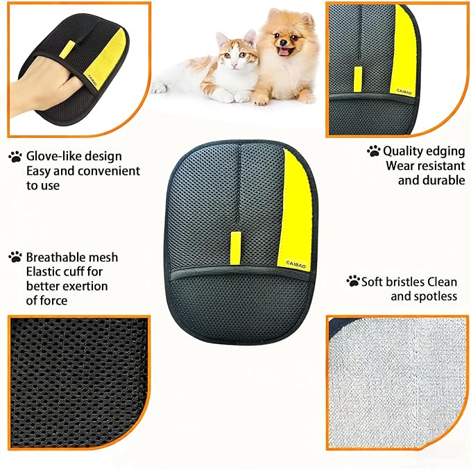 Electrostatic Pet Hair Removal Gloves | Quick Wiping - Reusable & Washable for Sofa Clothing Pet Beds Effortless Cats & Dogs Hair Remover for Busy Pet Owners