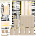 Bathroom Set - Bathroom Accessory Set, Beige Bathroom Set, 26PC Bathroom Sets with Shower Curtain and Rugs, Toilet Brush, Trash Can, Qtip Holder & Bathroom Soap Dispenser Set