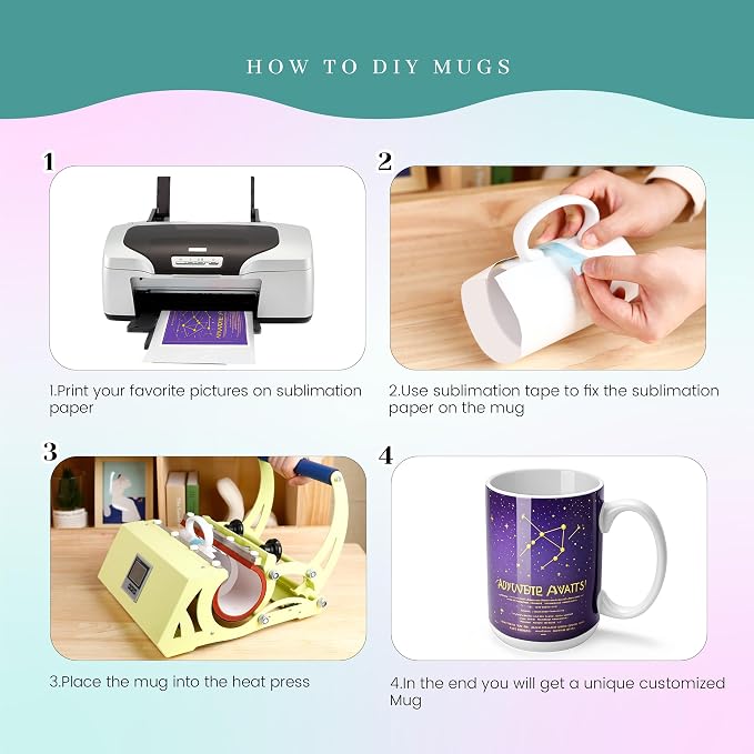 Joyclub 1 Set Sublimation Mugs Blank 15 oz Coffee Mugs Bulk White Ceramic Cups with Handle Tazas Para Sublimar for Coffee Latte Tea Milk Soup DIY Gifts