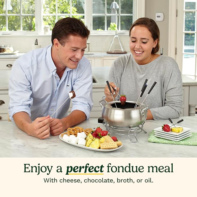 Cuisinart Electric Fondue Set, Nonstick Interior, 3-Quart Pot & 8 Forks | Electric fondue pot with 8 forks, heat control & dishwasher-safe interior for chocolate, cheese, broth & oil, CFO-3SSP1