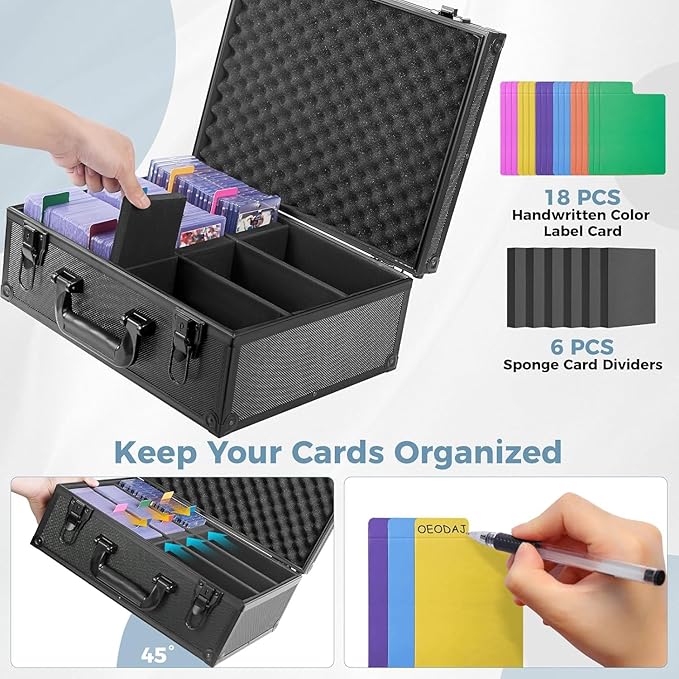 Top Loader Storage Box, Trading Card Case for Sports Cards, Fits 3" x 4" 35PT Hard Sleeves with 18 Color Separators & 6 Foam Dividers, Card Box Holders 610+ Top Loaders, 140+ Magnetic Holder