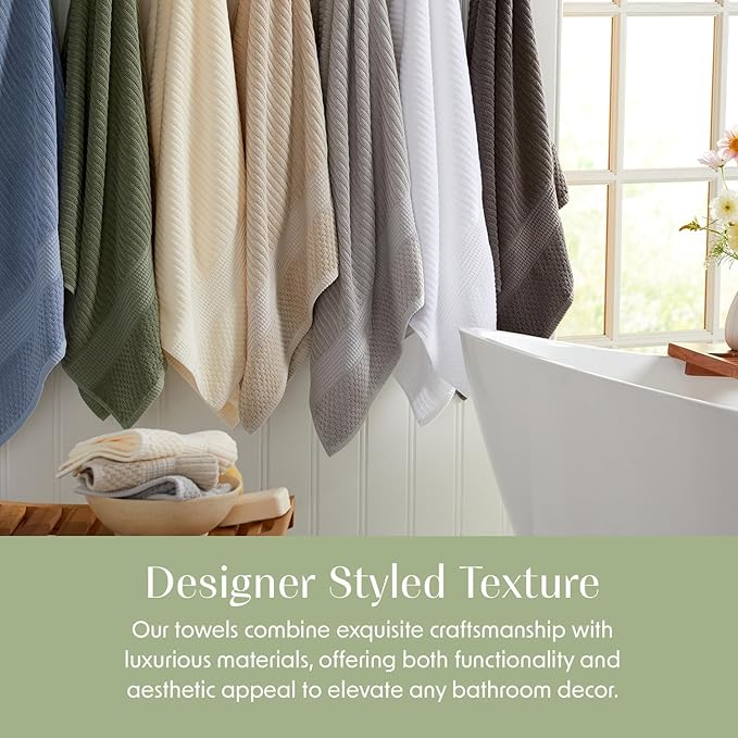 Springtree Home 100% Cotton Bath Towel Set | 6-Piece Set | Textured | Grey | Absorbent & Quick-Dry Bathroom Towels | Textured and Durable Cotton Towels for Bathroom | OEKO-TEX | Krista Collection