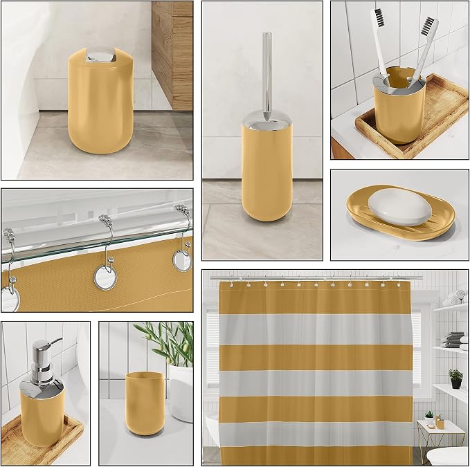 Clara Clark Bathroom Set - Gold Bathroom Accessories Set, 20PC Bathroom Accessory Set, Shower Curtain Set with Liner, Toothbrush Holder, Soap Dispenser, Soap Dish, Toilet Brush Holder, and Trash Can