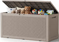 Outdoor Storage Box, 170 Gallon Waterproof Resin Deck Box with Support Rod | UV Resistant Lockable Package Delivery Bin, Shoe, Patio & Garden Tools Storage, Toy Cabinet, Ottoman, Indoor/Outdoor