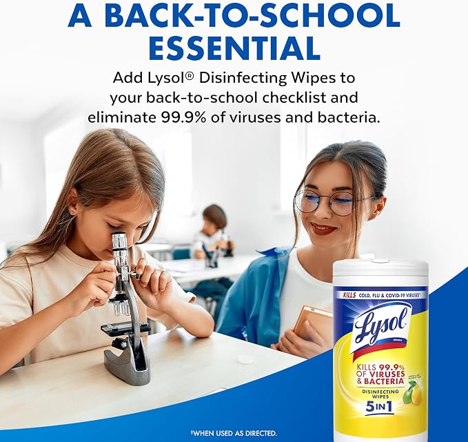 Lysol Disinfectant Wipes, Multi-Surface Antibacterial Cleaning Wipes, for Disinfecting and Cleaning, Lemon and Lime Blossom, 80 Count (Pack of 1)