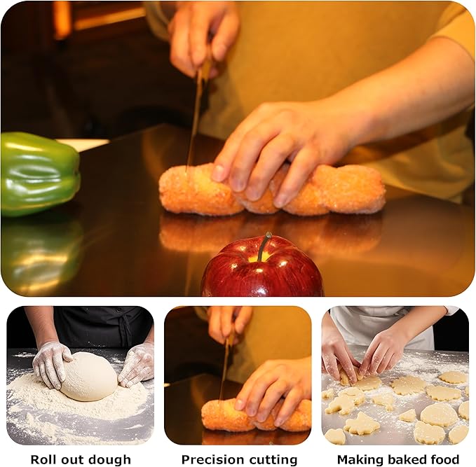 Cutting Board for Kitchen, Food Grade Stainless Steel Cutting Board with Lip, Metal Chopping Board for Meat, Fruits, Vegetables, Bread, and Baking (60 x 40cm/23.6 x 15.7 in)