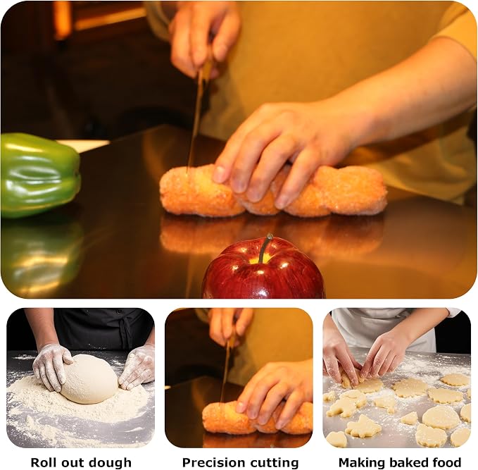 OTAVILEM Stainless Steel Cutting Boards for Kitchen, Kneading Cutting Board Mats, Metal Cutting Board for Meat, Fruits, Vegetables, Bread, and Baking Large Cutting Boards 19.7"L x 15.7"W