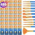 ESRICH 40pack/480pcs Paint Brushes, Nylon Hair Paint Brushes Set Round-Pointed Tip Paint Brush for Acrylic Painting,Watercolor Oil Miniature Painting Kits,Paint Brush for Kids Adult Arts Supplies