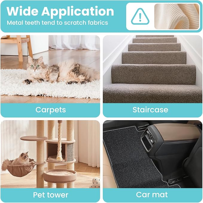 3 in 1 Carpet Rake for Pet Hair Removal, Tool Set of 3, Blue | 55" Long Handle, Carpet Scraper, Dog Cat Hair Remover, For Sofa, Couch, Car, Rug