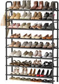 ENJOYBASICS 8 Tier Shoe Rack Garage Storage, Tall Metal Shoes Shelf, Black | Free Standing Shoe Holder for 36 Pairs, Sturdy Heavy Duty Shoe Organizer for Walk-in Closet, Guest Room, Garage, Entryway