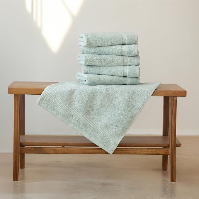 SALBAKOS 6-Piece 100% Turkish Cotton Hand Towels, 16x30 inch, Seafoam Green | Large Size Thick Super Soft Highly Absorbent, Versatile Hair Face & Hand Drying Towel, Premium Hotel Quality Made in Turkey