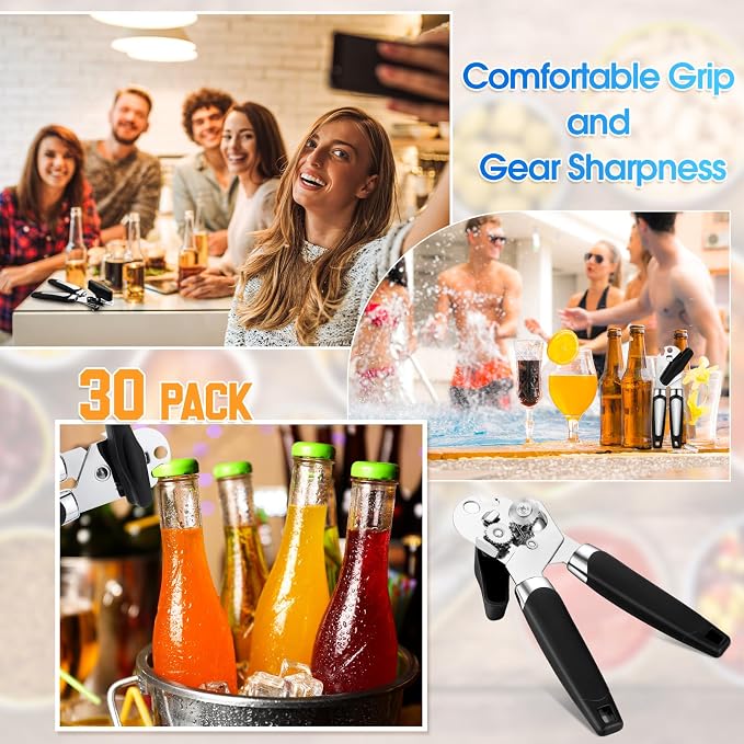 Gisafai 30 Pcs Manual Can Opener Bulk with Sharp Blade Smooth Edge Multifunctional Kitchen Gadget Handheld Openers Large Handheld Knob Can and Bottle Animals for Dorm Kitchen Essentials Gifts