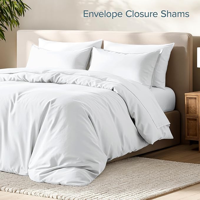 Bare Home Bedding Duvet Cover Oversized Queen Size - Premium 1800 Super Soft Collection - Lightweight, Cooling Duvet Cover - Soft Breathable Bedding (Oversized Queen, White)