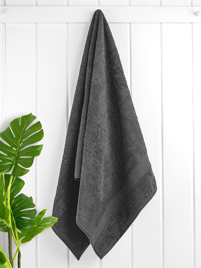Cotton Paradise Turkish Towel Set, Soft Absorbent Quick Dry, 4 Piece Bath Towel Set, Dark Gray