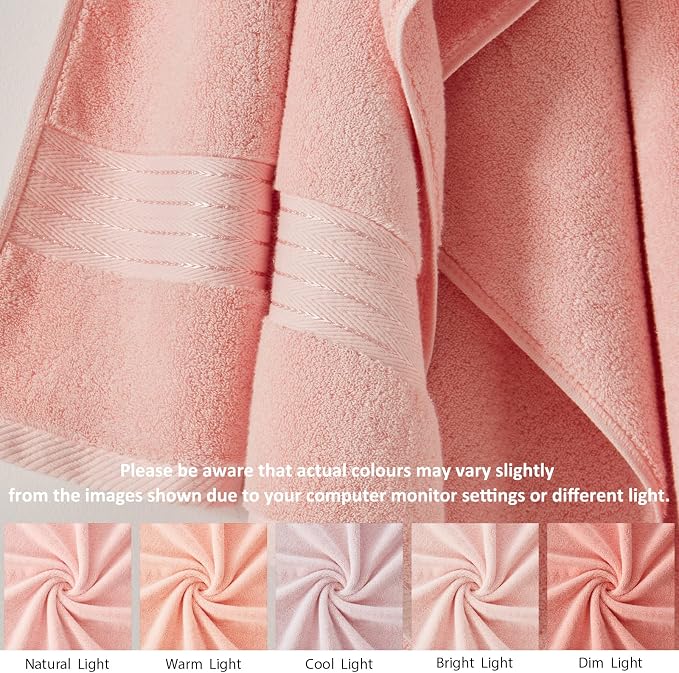 COZYART Luxury Bath Towels 2 PCS, Pink 100% Turkish Cotton 650 GSM | OEKO-Tex 100 Certified Zero Twist Ring Spun, Soft Absorbent Quick Dry, Plush Fluffy, Breathable Hotel Quality for Daily Use