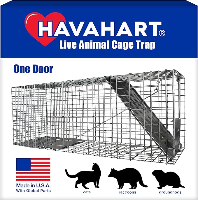 Havahart Large 1-Door Live Animal Trap for Raccoons, Cats, Bobcats, Beavers, Skunks - Heavy Duty Humane Catch and Release Cage Trap for Outdoor Pest Control, 1079SR