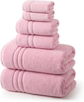 REDKISS Pink Towels Set 6 Piece Cotton Towel Sets with 2 Bath Towels, 2 Hand, 2 Washcloths, 650GSM Hotel Quality, Soft, Highly Absorbent Towels for Bathroom Gym, Ideal Everyday Use