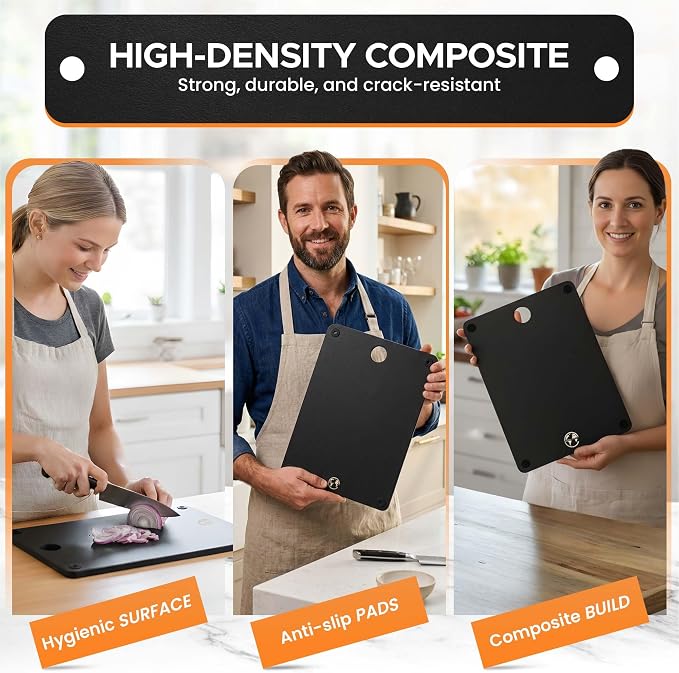 Earth's Dreams Composite Wood Cutting Board Set of 3, Chopping Boards | Dishwasher Safe,Non-Toxic, Cutting Boards for Kitchen – Large, Medium & Small Non-Slip Wood Charcuterie & Chopping Boards