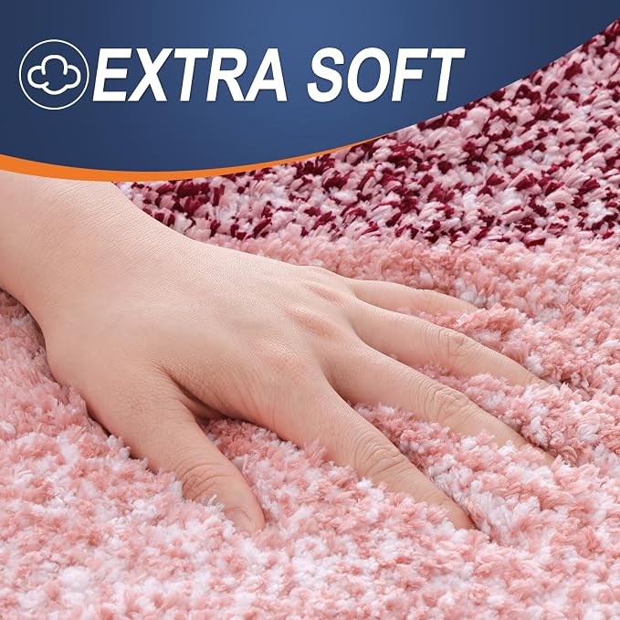 OLANLY Bathroom Runner Rugs Mat 47x17, Extra Soft Absorbent Microfiber Bath Rugs, Rubber Backing, Quick Dry, Washable Long Bath Mats for Bathroom Floor, Tub and Shower, Home Decor Accessories, Red