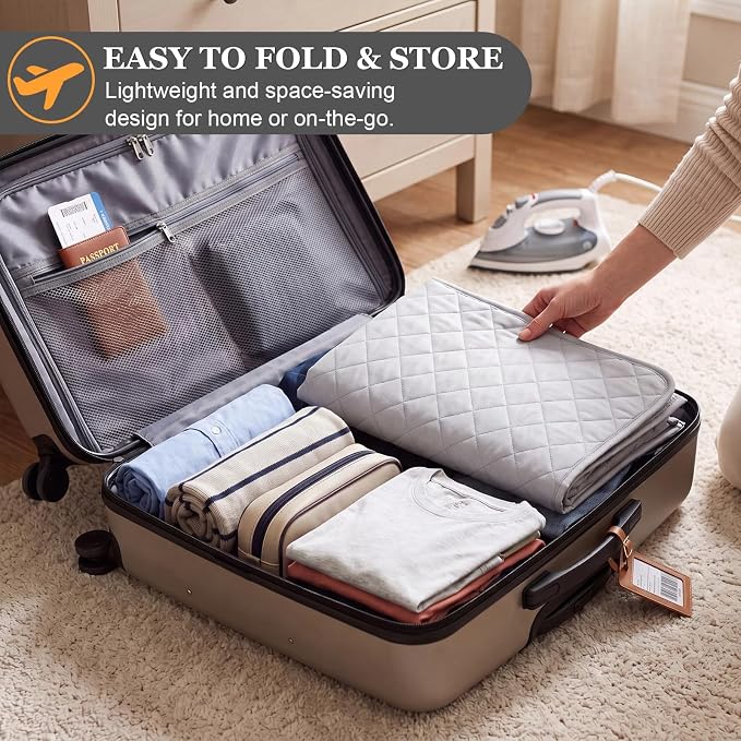 Tegeme 30 x 60 Inch Ironing Mat, Heat Resistant Foldable Iron Board Pad | For Tabletop & Countertop, Large Quilted Cotton Surface, Thick Heat Resistant Padding, Foldable Design, Home & Travel Use