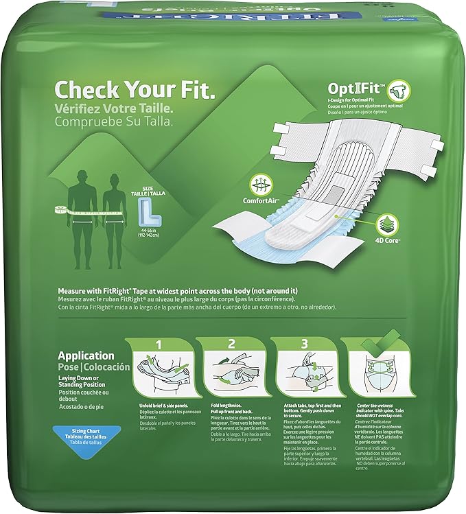 FitRight Adult Incontinence Briefs with Tabs, Moderate Absorbency, Large, 44" to 56", 80 Count