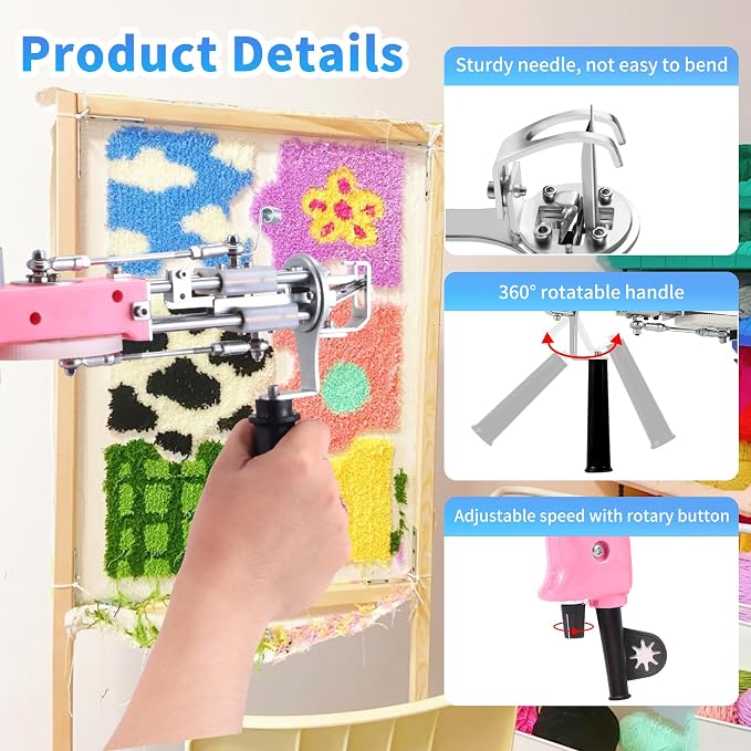 Tufting Gun with Carpet Trimmer, 2 in 1 Cut & Loop Pile Rug Tufting Gun with Tufting Cloth, Rug Making kit for Beginners
