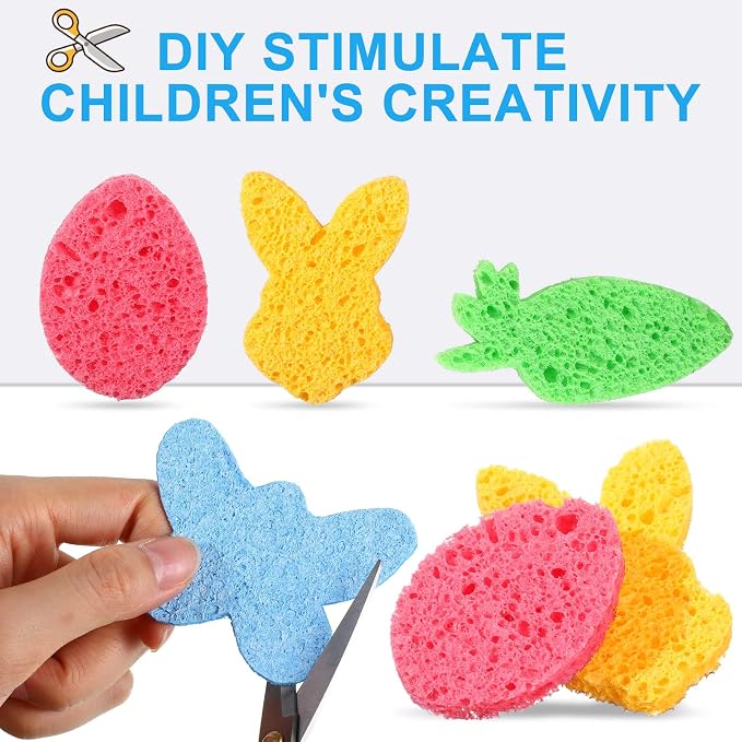 Zhengmy 48 Pieces Sponges Bulk Sponges Kitchen Compressed Sponge Natural Dish Sponge Compressed Wood Pulp Cleaning Without Scratching for Kitchen Bathroom, 3.9 x 2.4 x 0.12 Inch (Multicolor)