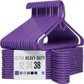 NEATERIZE Thick Heavy Duty Hangers - Purple Plastic Clothes Hangers 38 Pack - Great for Coat Hanger, Jackets Jeans & Suit Hanger for Closet, New Apartment Essentials Percheros Ganchos para Colgar Ropa