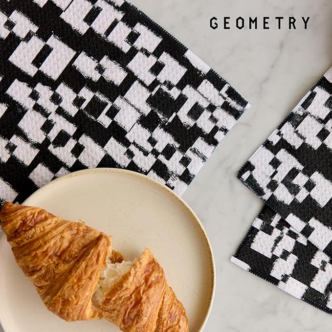 GEOMETRY Dishcloth – Evergreen Collection – Quick-Dry, Ultra-Absorbent, Reusable Microfiber Kitchen Towels for Drying & Cleaning - Patch Party - 3-Pieces