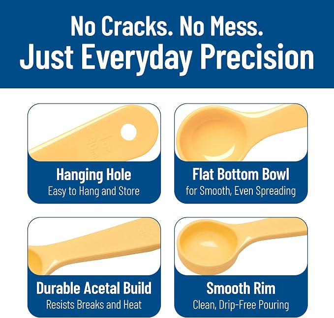 Carlisle FoodService Products 492104 Measure Miser Solid Measuring Spoon with Short Handle, 1 Ounce, Yellow
