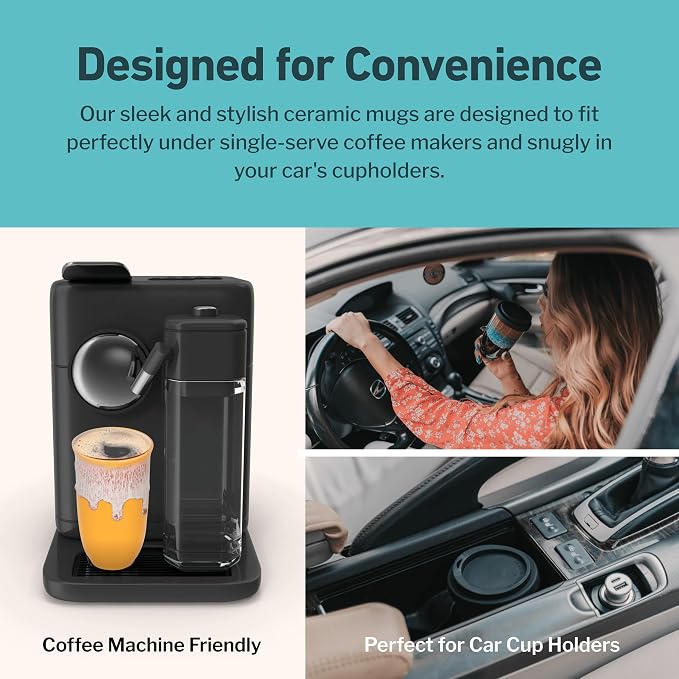 NOVA CERAMICS Ceramic Tumbler– Ceramic Travel Mug With Lid – Microwave & Dishwasher Safe Coffee White & Orange Tumbler - Gifts For Women Men Him Her – 16oz – Grapefruit
