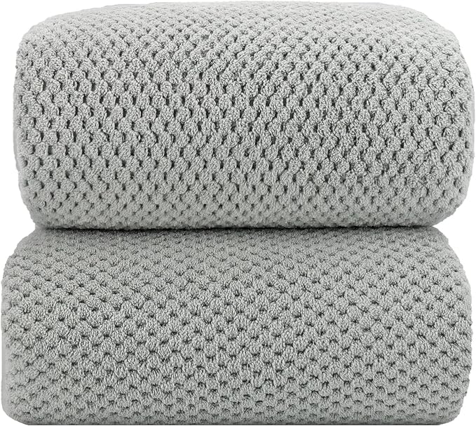 YTYC 39x78 Bath Sheets,Towels for Bathroom,Grey,2-Pieces | Extra Large Bath Towels, Super Soft,Highly absorbent,Hanging Loop,Quick Drying,Light Weight,80% Polyester