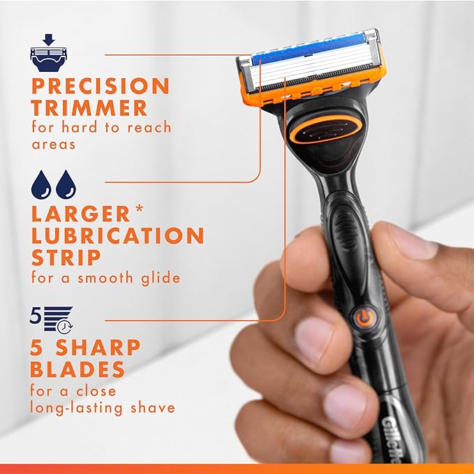 Gillette Fusion5 Power 5-Blade Razor Blade Refills for Men with Precision Trimmer, 10 Count