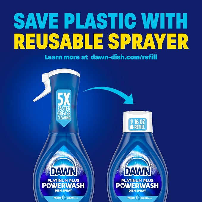 Dawn Platinum Powerwash Dish Spray, Dish Soap, Fresh Scent, 96 Fl Oz, Pack of 6