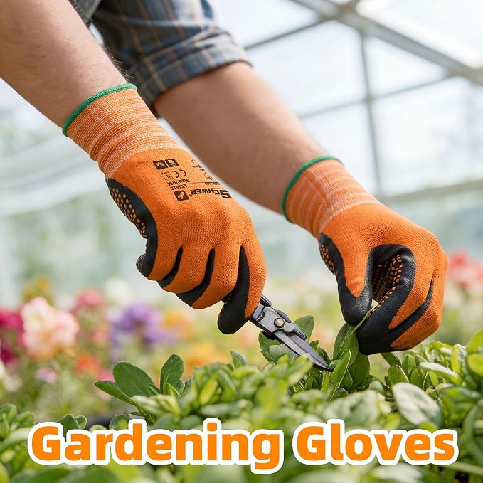 Schwer 120 Pairs Safety Work Gloves, MicroDot Abrasion & Grip, LT5619, S | Certified to Level 6 Abrasion, Strong Grip, Microfoam Nitrile Coated, Touchscreen, 3D-Comfort, A1 Cut Resistant, Gardening