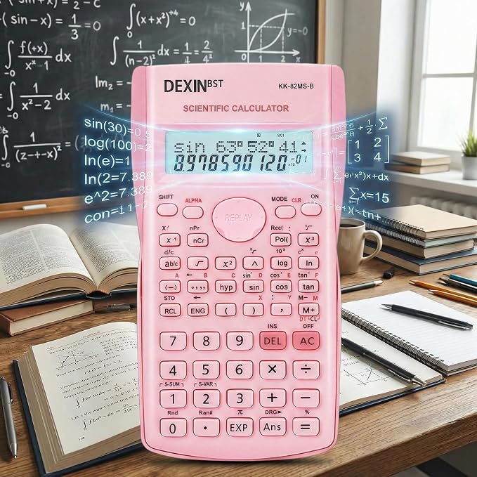24 Pack Scientific Calculators, 2 Line Engineering Large Display Scientific Calculator Bulk Multi-Function Ideal for Student Teacher Algebra Chemistry Finance Construction Office School Business, Pink