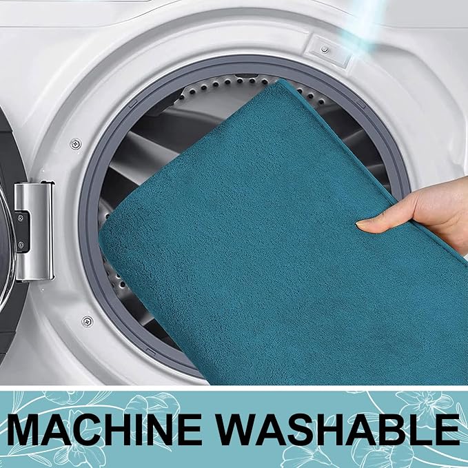 Smiry Memory Foam Bath Mat 47x20, Extra Soft and Absorbent Bathroom Mats, Non Slip Washable Carpet for Floor, Shower and Tub, Peacock Blue