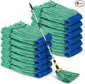 Hushee 6 Pack Large Microfiber Tube Mop Heads 18 oz Heavy Duty Commercial Industrial Wet Mop Head Refill Reusable Machine Washable Looped End Mopheads for Hardwood, Tile, Laminate Floors, Green